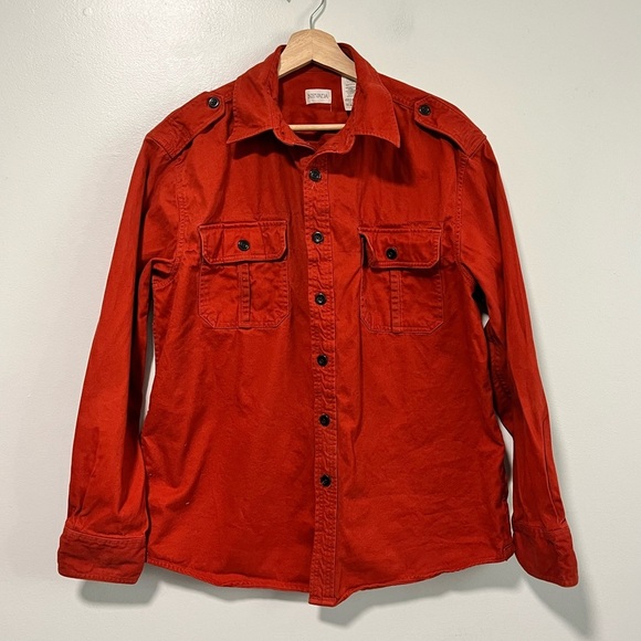 Nevada Rust Red Utility Button-Up Shirt Jacket L Military-Inspired Workwear - Picture 8 of 12